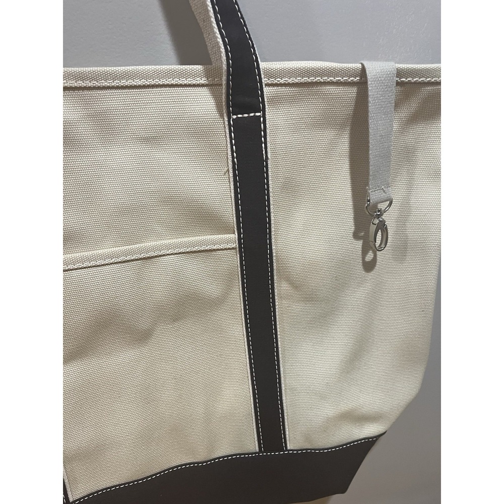 Lands'‎ End Extra Large  Canvas Tote Boat Bag Brown/Cognac 33x38" Y2K - Picture 4 of 6